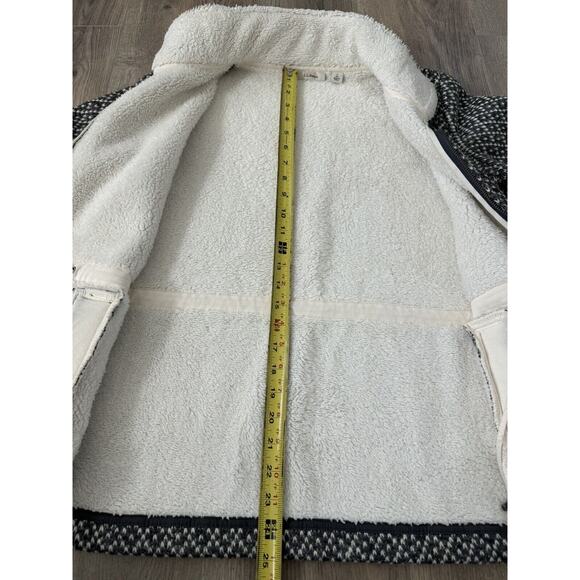LL Bean Zip Sweater Jacket Womens Small Sherpa Lined Cinch Waist Gray Birds Eye - Picture 4 of 11